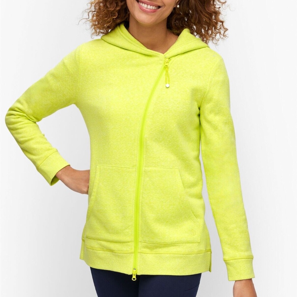 Talbots Brushed Terry Asymmetrical Hooded Jacket